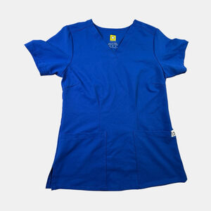 WonderWink Thrive Scrub Top XS Blue V-Neck Stretch Medical Uniform Womens